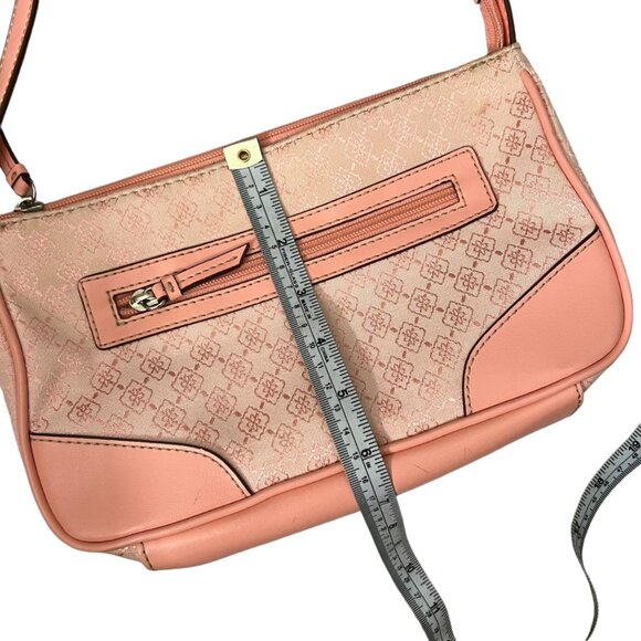 Y2K Liz Claiborne‎ Canvas Faux Leather Shoulder Bag PinkCoquette Barbiecore - Picture 14 of 16